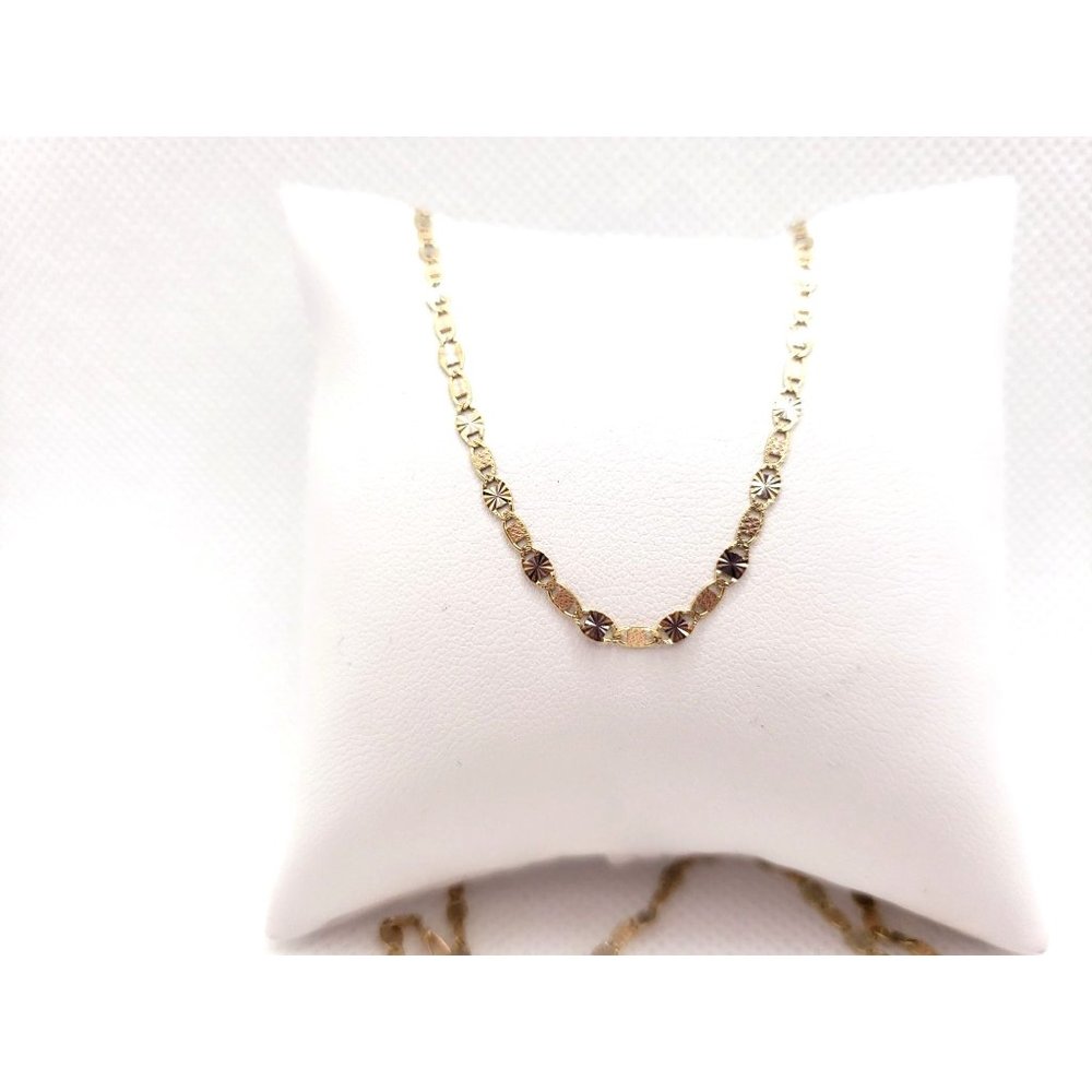 14k Tri Color Gold Valentino with Star Womens Chain Necklace 18"